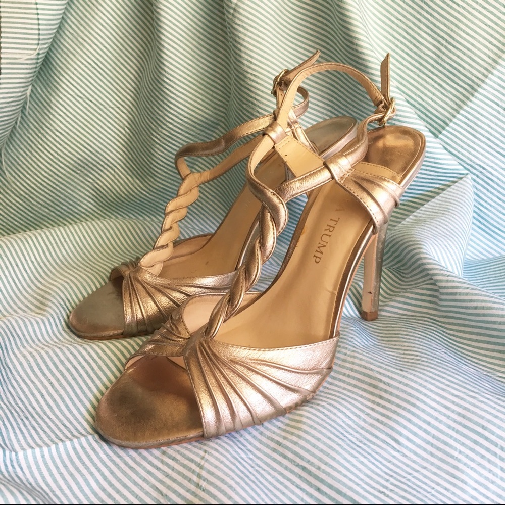 Ivanka Trump Hilly ankle-strap heels gold sz 8.5